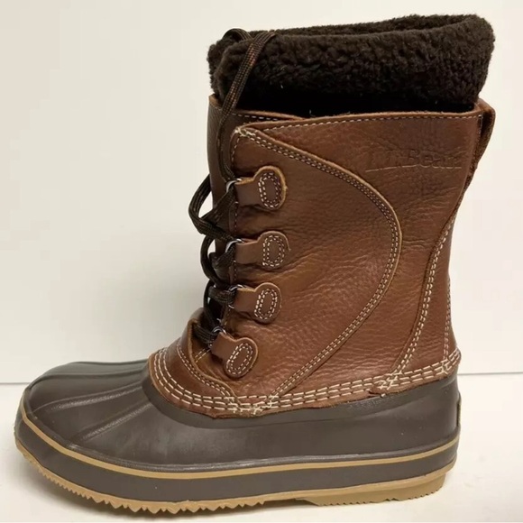 LL Bean Womens Snow Boot Waterproof Maple Leather Size 8M